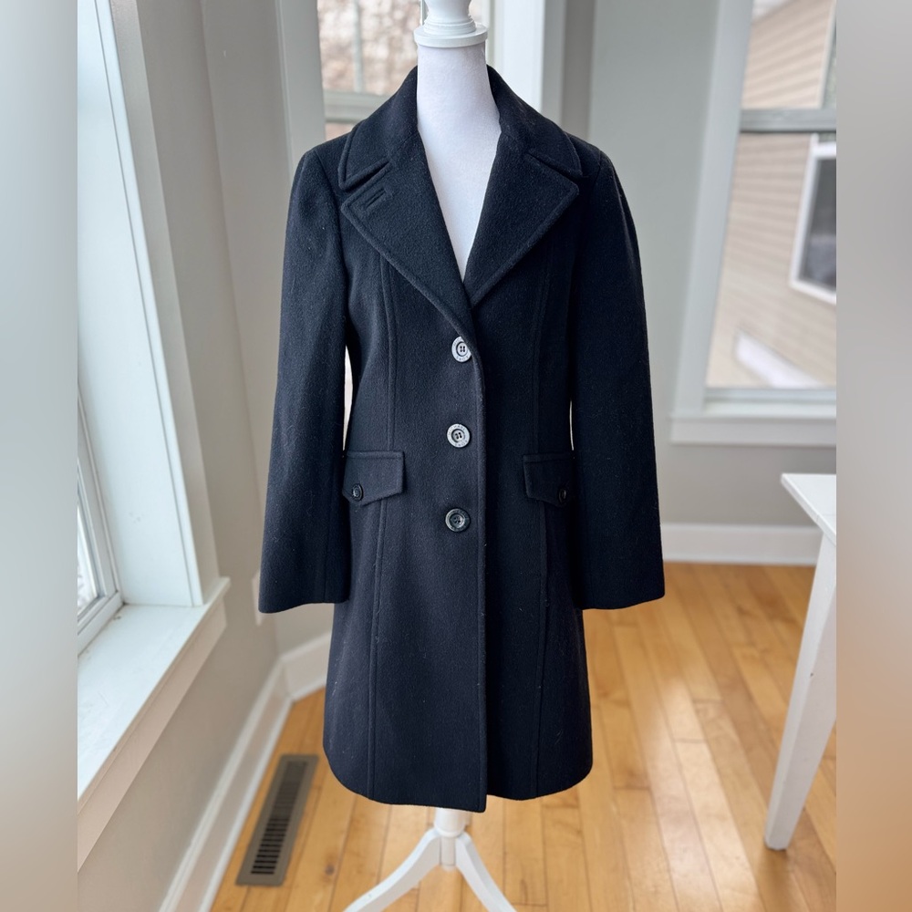 Vintage Michael Kors Black Wool Short Trench Dress Coat Fully Lined Small/Medium
